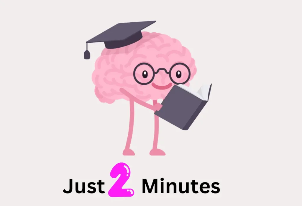 Graphic showing 2 minute rule of studying for studying