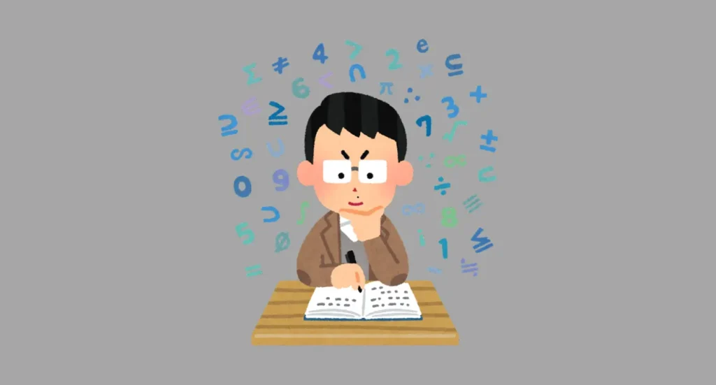 Illustration of man sitting at desk and concentrating on studies