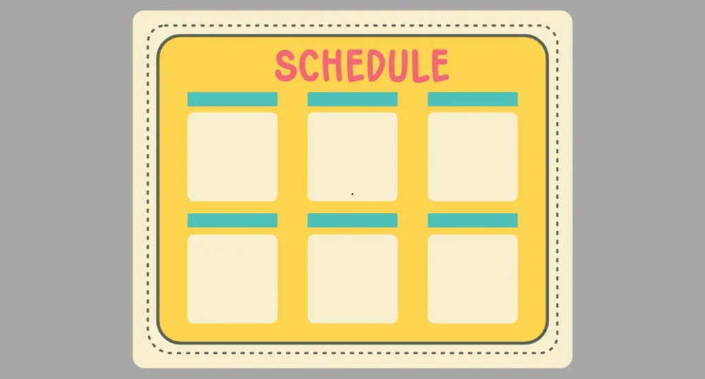 vibrant yellow and blue study schedule layout which is a trait of topper